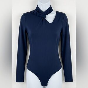 Zara Black Long Sleeve Twist High-Neck Cutout Bodysuit Women’s Size Small